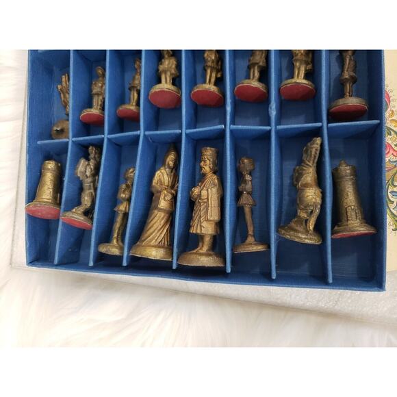 CHARLEMAGNE CRUSADES Chess Pieces Set Nickel & Bronze Firenze Italy vintage rare - Picture 14 of 16